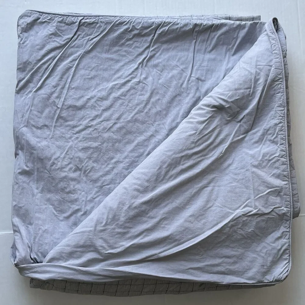 Boll And Branch King/California King Duvet Set 2 Shams Quilted Windowpane Cotton